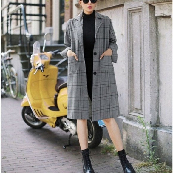 Kasper Jackets & Blazers - Kasper Pea Coat Plaid Wool Jacket Long Gray Lined Winter Warm Women’s Plus 18W